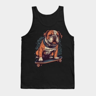 Bulldog on a skateboard Tank Top